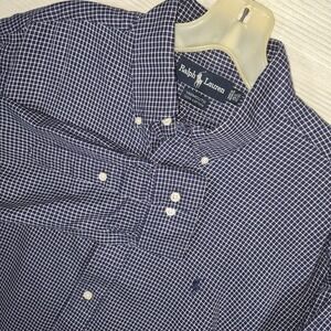 Ralph Lauren Yarmouth 15.5 Navy Check Button Down Shirt Men's Small